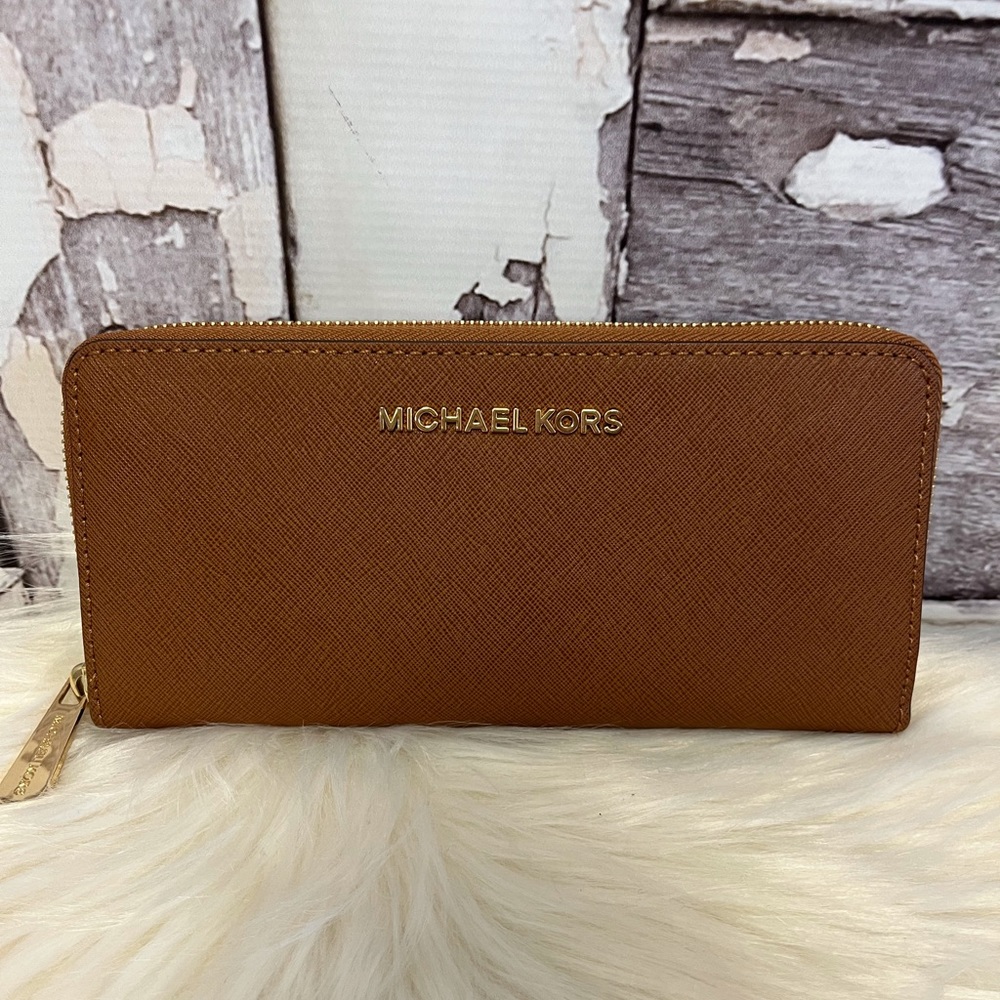 Michael Kors Travel Continental Zip Around Saffiano Leather Wallet